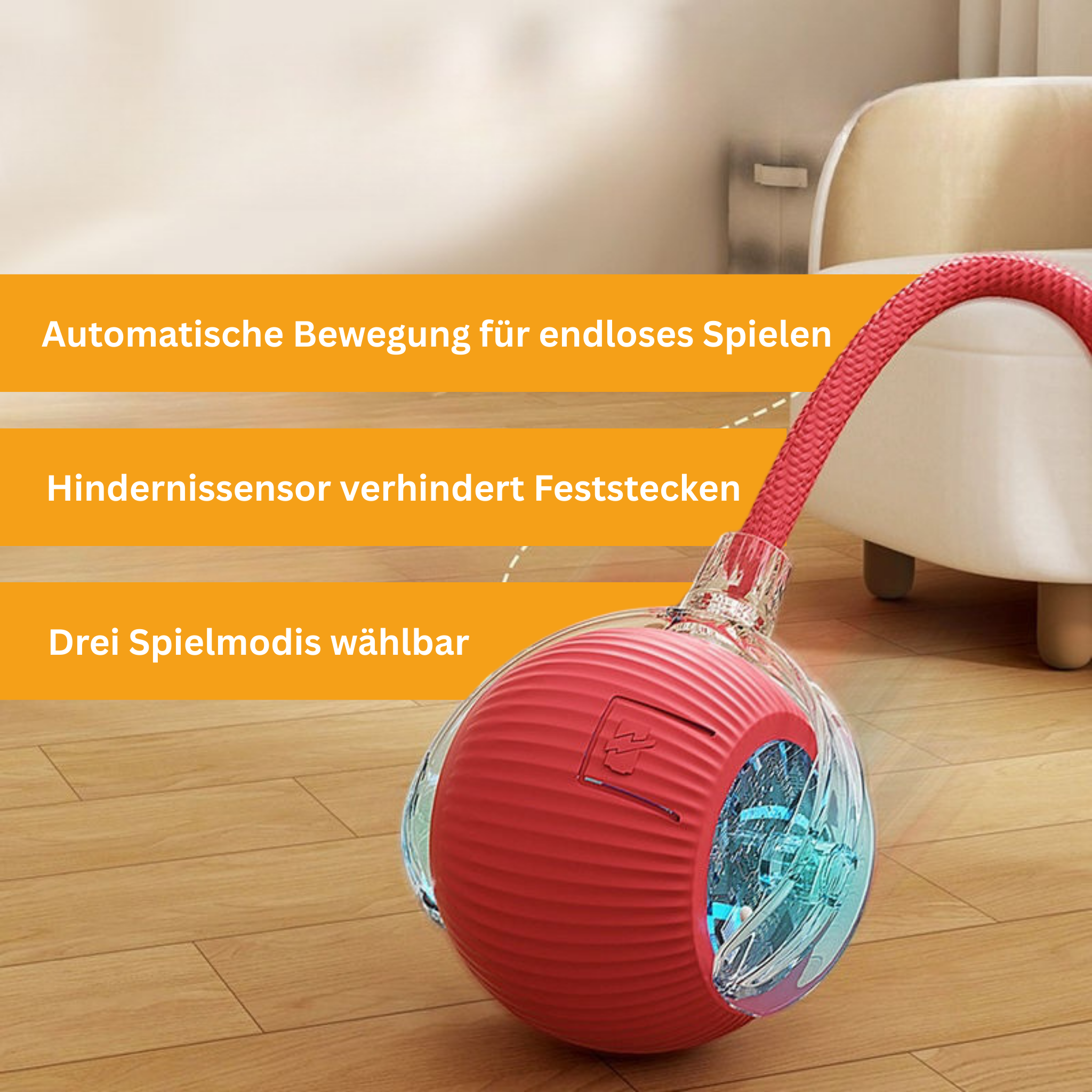 Interaktiver Spielball mit Schwanz für Katzen