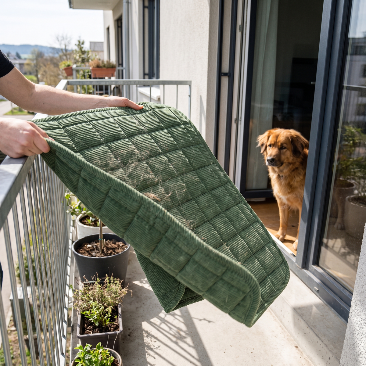CouchSafe – lose Haare ausschütteln
