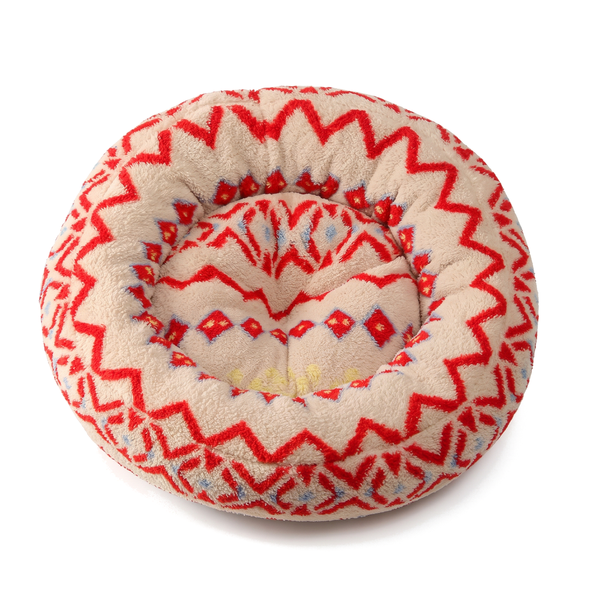 CozyRing donut dog bed in Ethnic Red