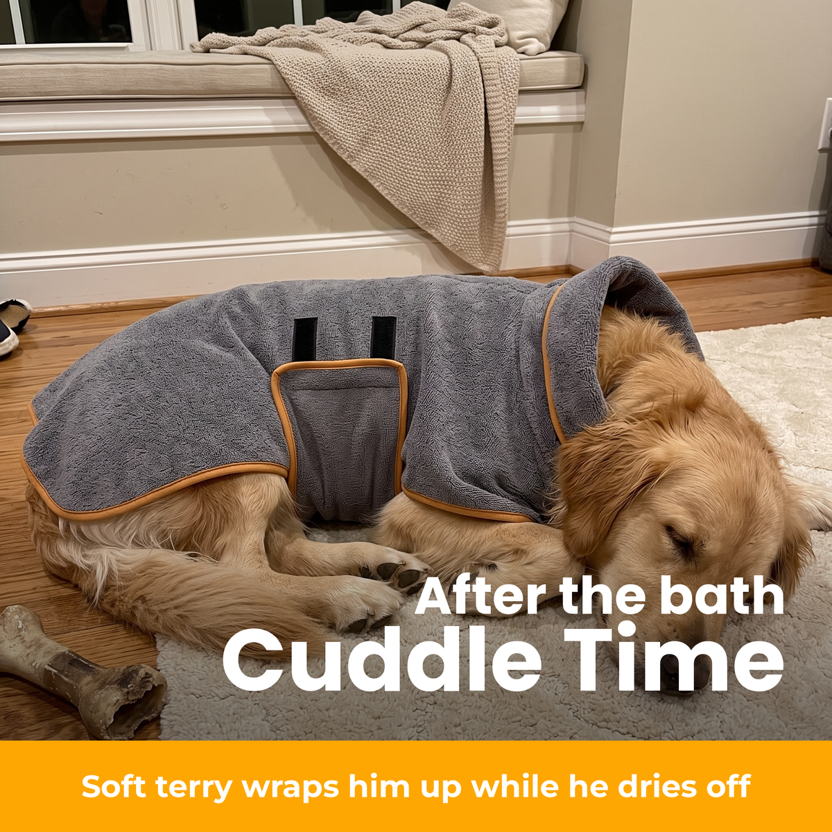 [en] DryKing dog bathrobe – cuddle time after the bath