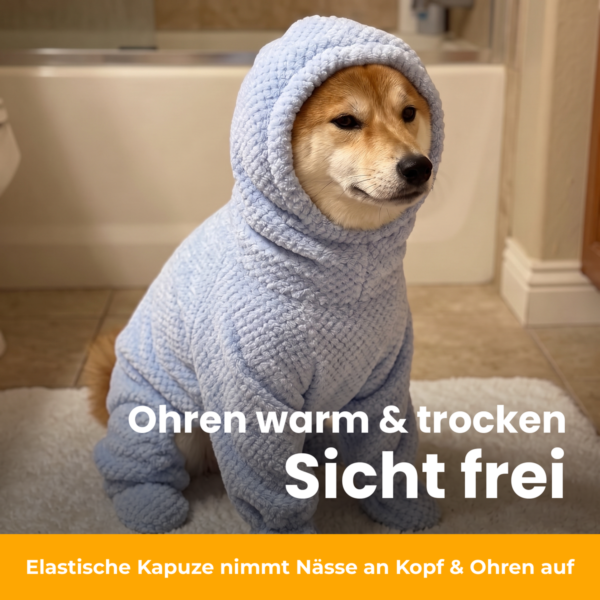 [de] FluffDry Hunde-Bademantel – Kapuze: Ohren warm & trocken, Sicht frei