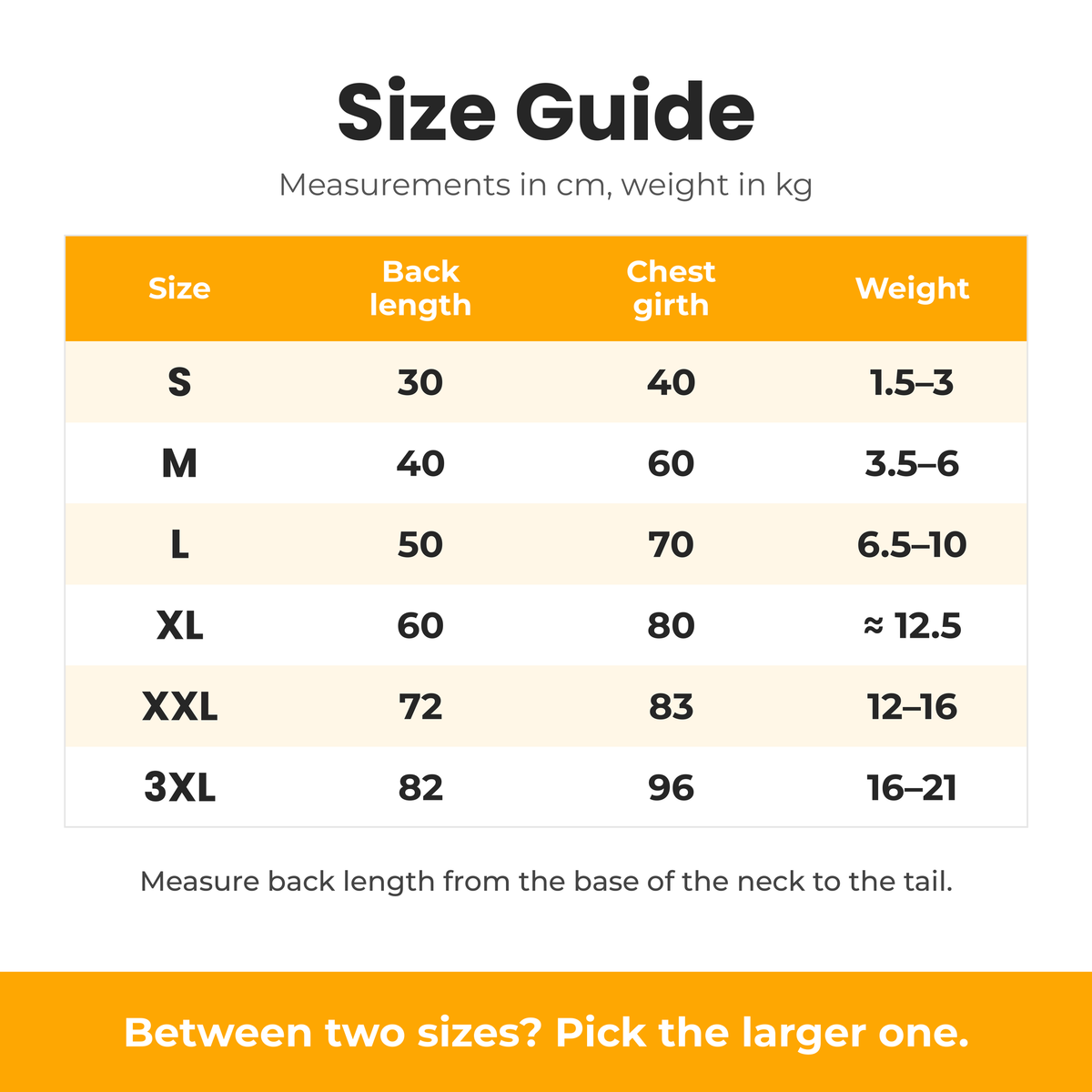 [en] FluffDry dog bathrobe – size guide